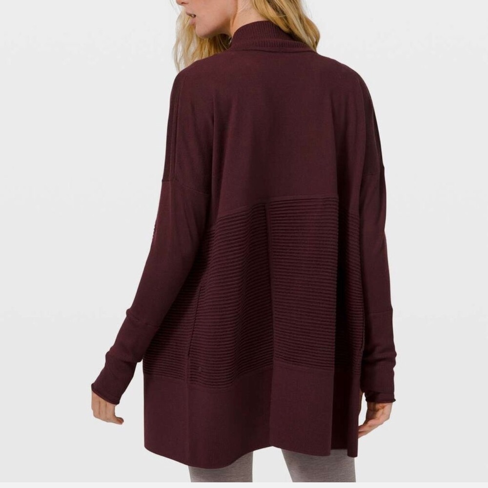 Lululemon sit in lotus wrap II cardigan merino wool open front sweater size 12 - Picture 2 of 15